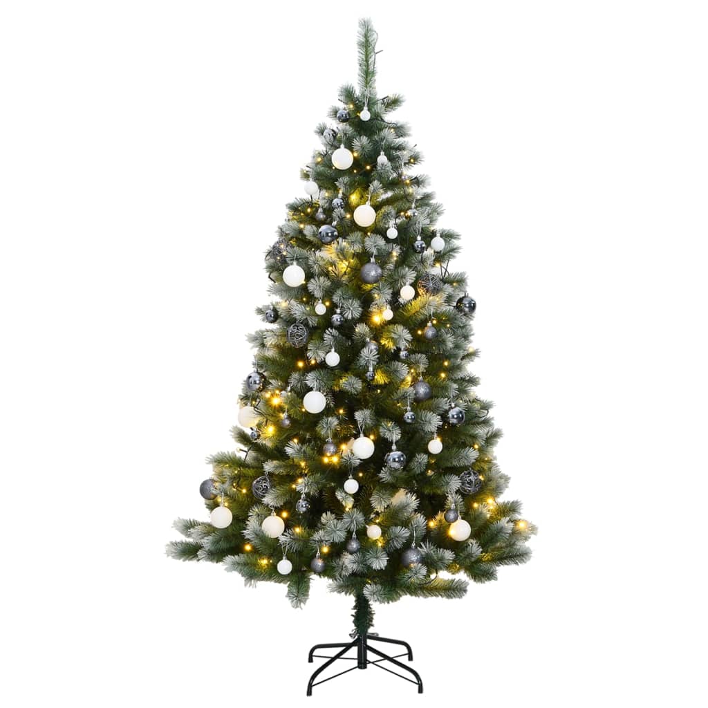 vidaXL Artificial Hinged Christmas Tree 150 LEDs & Ball Set 150 cm