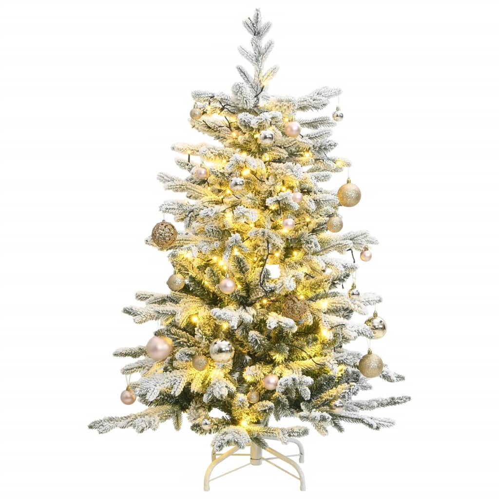 vidaXL Artificial Hinged Christmas Tree 150 LEDs & Ball Set 120 cm