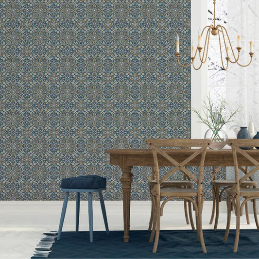 Noordwand Homestyle Wallpaper Portugese Tiles Brown and Blue