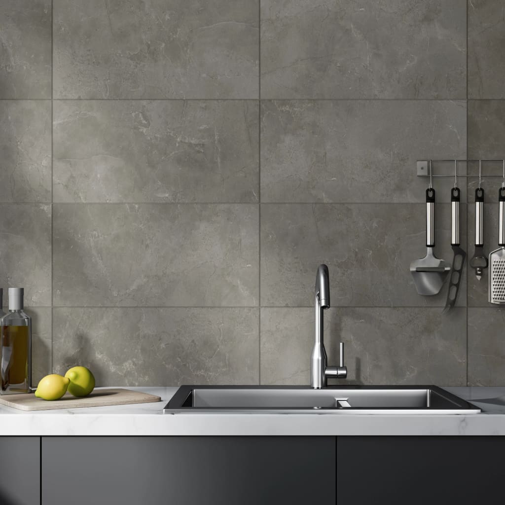 Grosfillex Wallcovering Tile Gx Wall+ 11pcs Marble 30x60 cm Grey