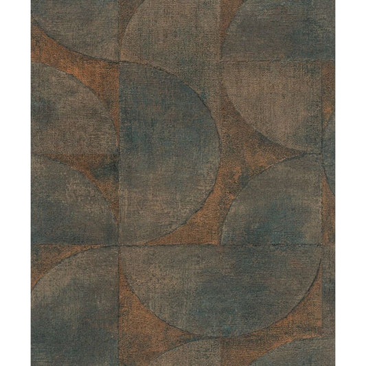 Noordwand Vintage Deluxe Wallpaper Graphic Circle Look Green and Brown