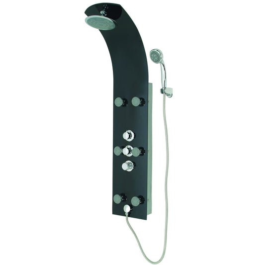 SCHÌÏTTE Glass Shower Panel with Thermostatic Mixer LANZAROTE Black