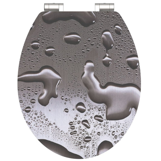 SCHÌÏTTE High Gloss Toilet Seat with Soft-Close GREY STEEL MDF