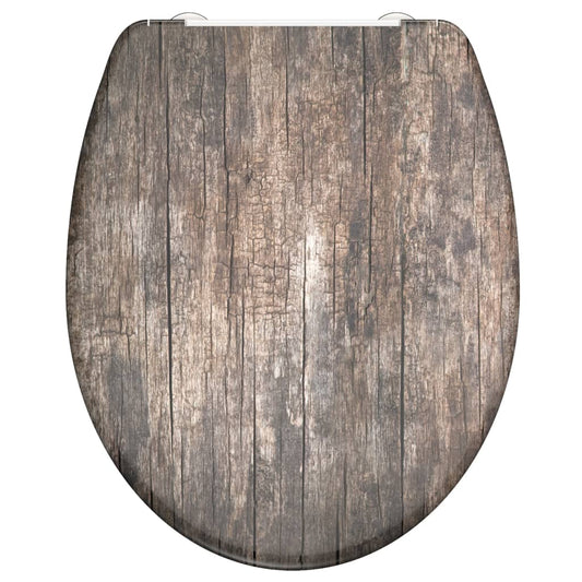 SCHÌÏTTE Duroplast Toilet Seat with Soft-Close OLD WOOD Printed