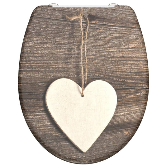 SCHÌÏTTE Duroplast Toilet Seat with Soft-Close WOOD HEART Printed