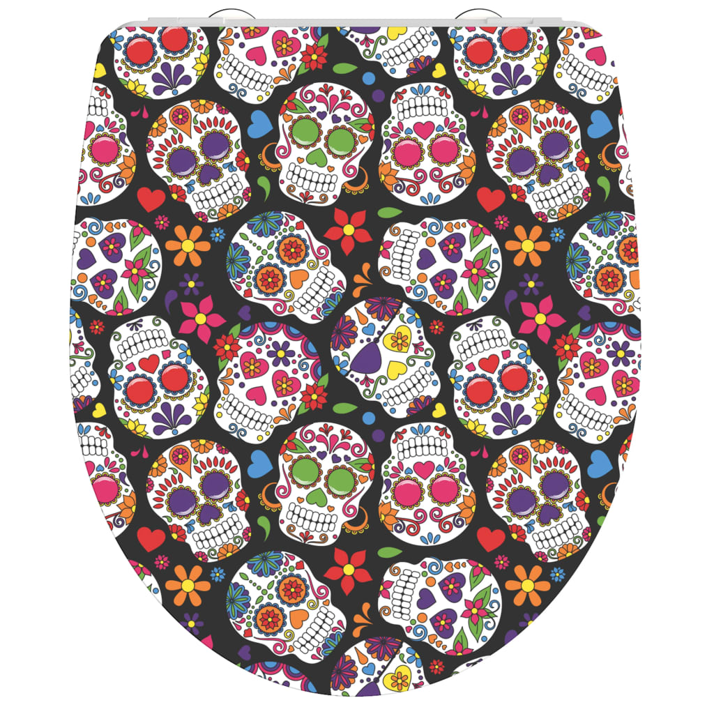 SCHÌÏTTE Duroplast High Gloss Toilet Seat with Soft-Close CRAZY SKULL
