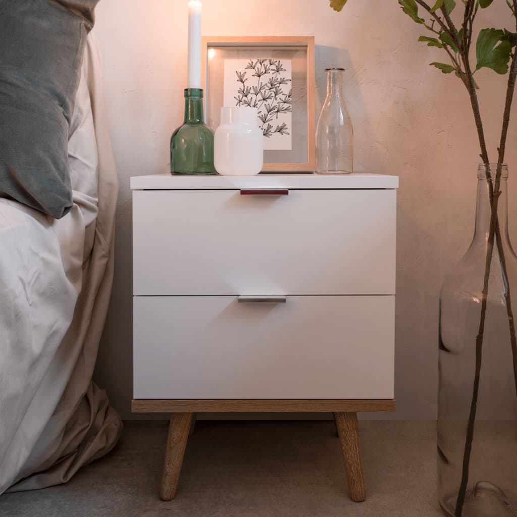 Finori Bedside Cabinet G̦teborg 60 White and Sonoma Oak