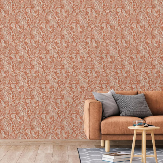 DUTCH WALLCOVERINGS Wallpaper Mae Orange and Beige