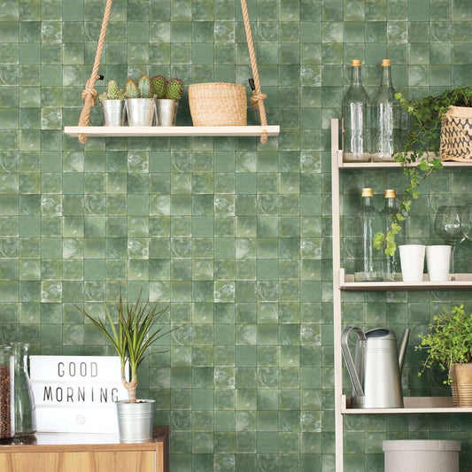 Noordwand Evergreen Wallpaper Tiles Green