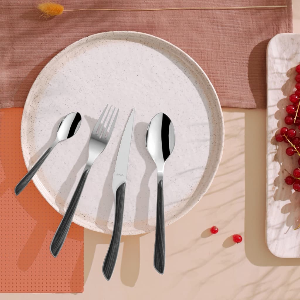 Amefa 16-Piece Cutlery Set Eclat Nature Black Wood