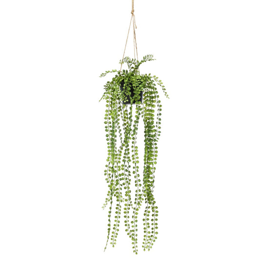 Emerald Artificial Ficus Pumila Hanging Bush in Pot 60 cm