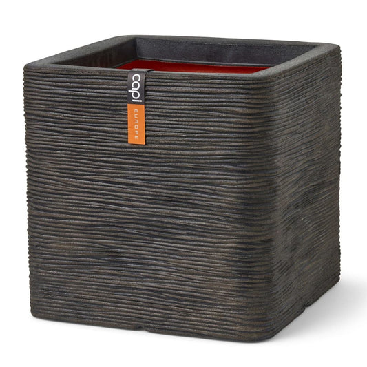 Capi Planter Nature Rib Square 50x50x50 cm Dark Brown
