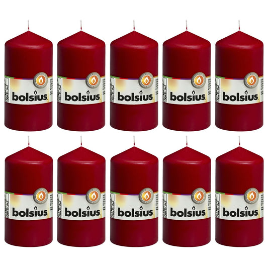 Bolsius Pillar Candles 10 pcs 120x58 mm Wine Red