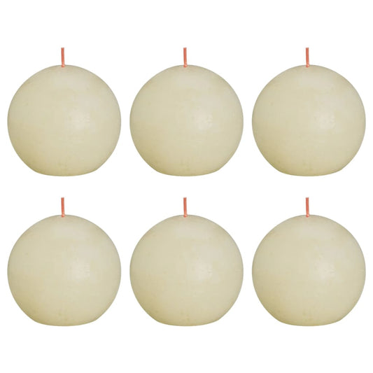 Bolsius Rustic Ball Candles Shine 6 pcs 76x71 mm Soft Pearl