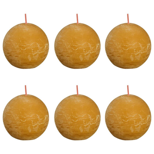 Bolsius Rustic Ball Candles Shine 6 pcs 76x71 mm Honeycomb Yellow
