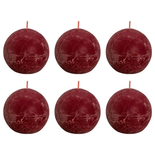 Bolsius Rustic Ball Candles Shine 6 pcs 76x71 mm Velvet Red