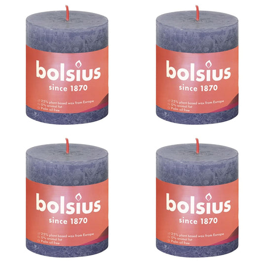 Bolsius Rustic Pillar Candles Shine 4 pcs 80x68 mm Twilight Blue