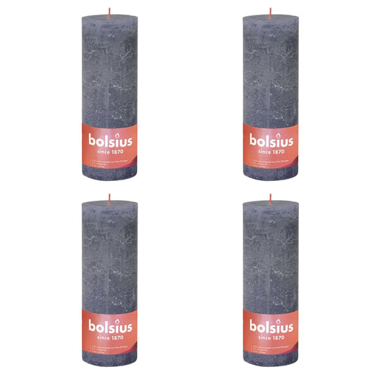 Bolsius Rustic Pillar Candles Shine 4 pcs 190x68 mm Twilight Blue