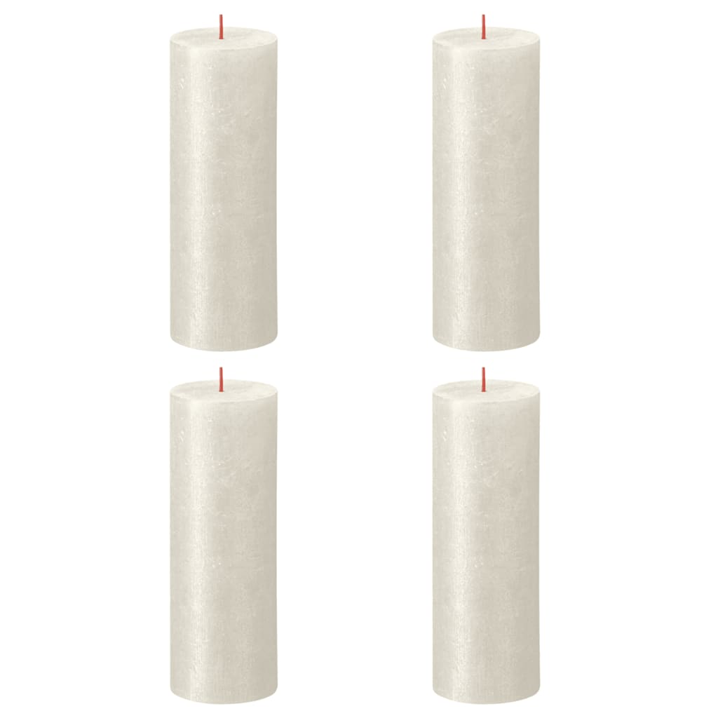 Bolsius Rustic Pillar Candles Shimmer 4 pcs 190x68 mm Ivory