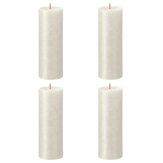 Bolsius Rustic Pillar Candles Shimmer 4 pcs 190x68 mm Ivory
