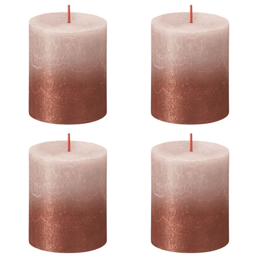 Bolsius Rustic Pillar Candles Sunset 4 pcs 80x68 mm Misty Pink and Amber