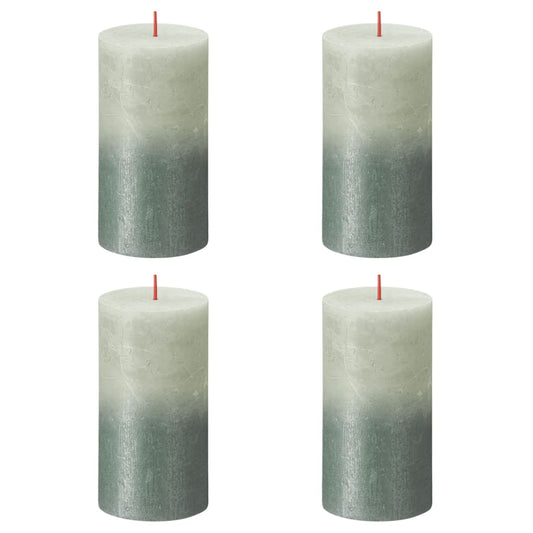 Bolsius Rustic Pillar Candles Sunset 4 pcs 130x68 mm Foggy Green and Oxide blue