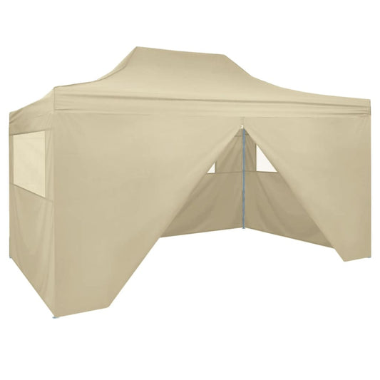 vidaXL Foldable Tent Pop-Up with 4 Side Walls 3x4.5 m Cream White