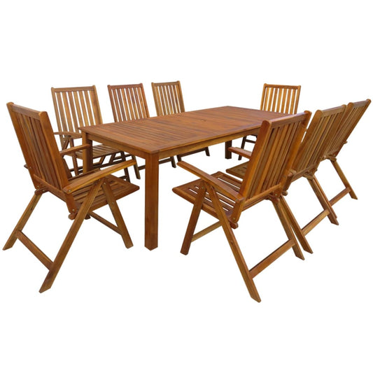 vidaXL 9 Piece Outdoor Dining Set Solid Acacia Wood