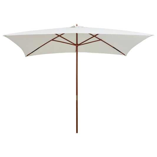 vidaXL Parasol 200x300 cm Wooden Pole Cream White