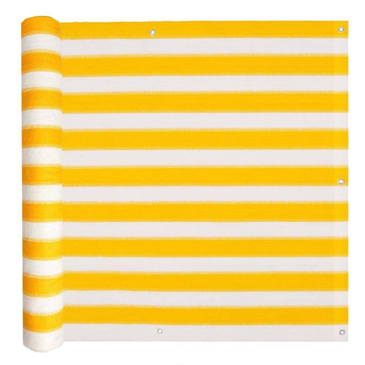 vidaXL Balcony Screen HDPE 75x600 cm Yellow and White
