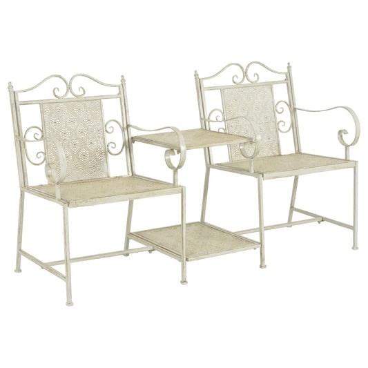 vidaXL 2 Seater Garden Bench 161 cm Steel White