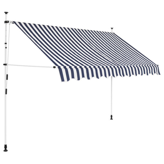 vidaXL Manual Retractable Awning 250 cm Blue and White Stripes