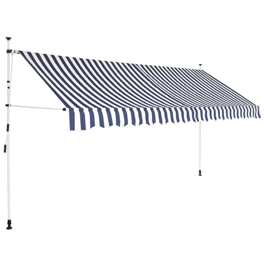 vidaXL Manual Retractable Awning 400 cm Blue and White Stripes
