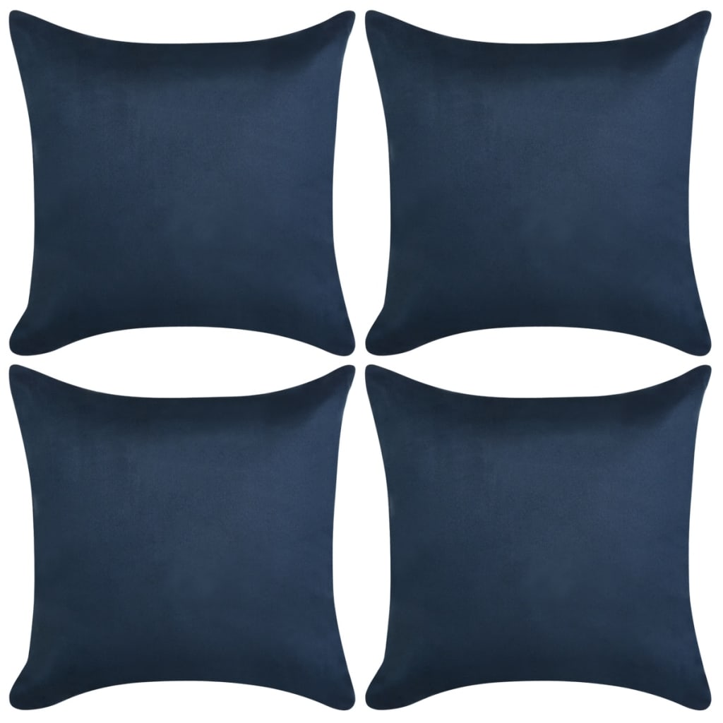 vidaXL Cushion Covers 4 pcs 80x80 cm Polyester Faux Suede Navy