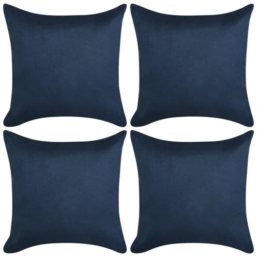 vidaXL Cushion Covers 4 pcs 80x80 cm Polyester Faux Suede Navy