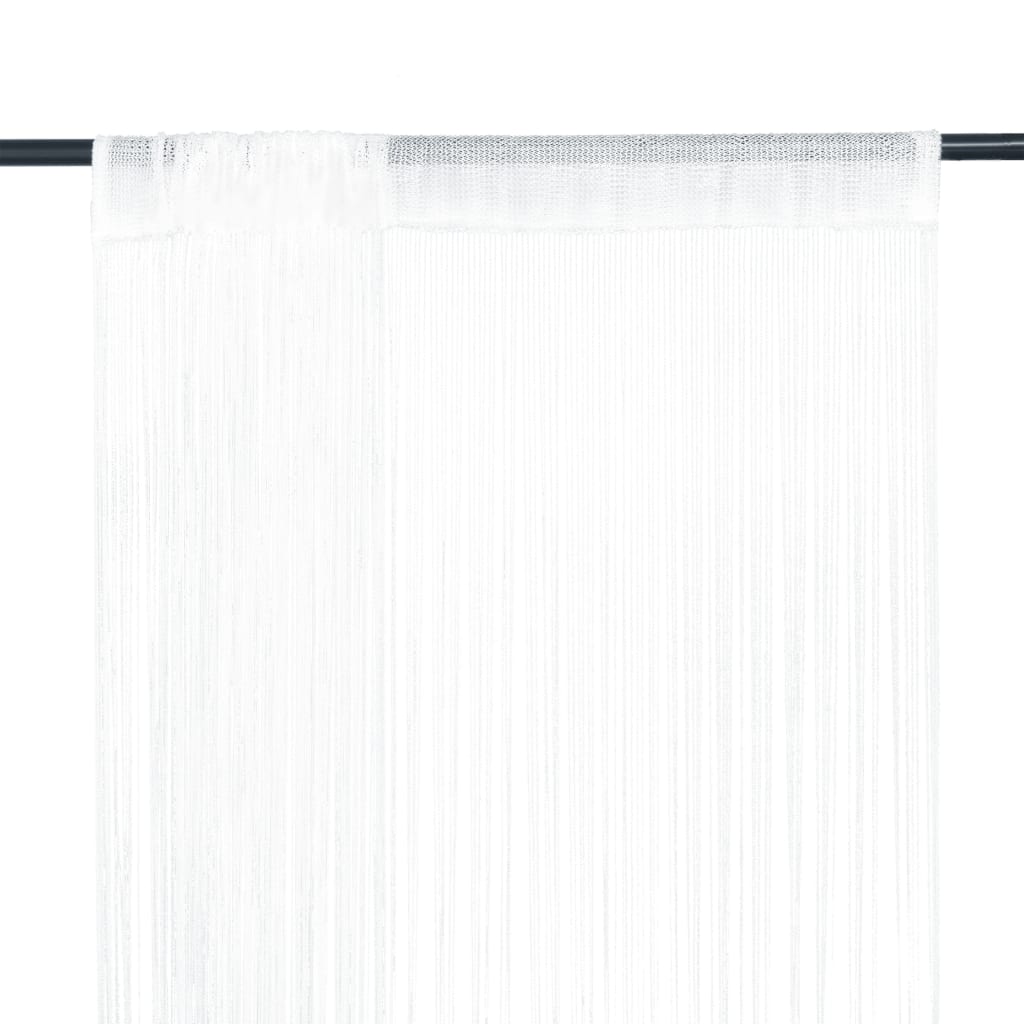 vidaXL String Curtains 2 pcs 100x250 cm White