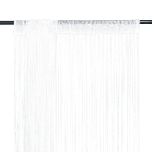 vidaXL String Curtains 2 pcs 100x250 cm White
