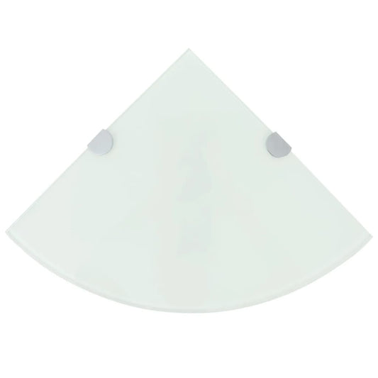 vidaXL Corner Shelf with Chrome Supports Glass White 35x35 cm