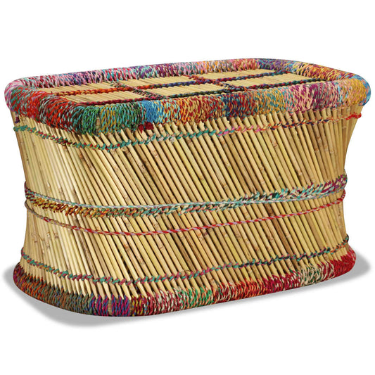 vidaXL Coffee Table Bamboo with Chindi Details Multicolour
