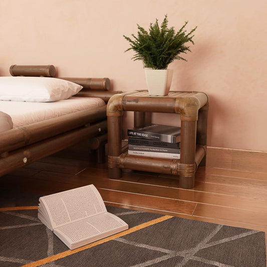 vidaXL Bedside Table 40x40x40 cm Bamboo Dark Brown