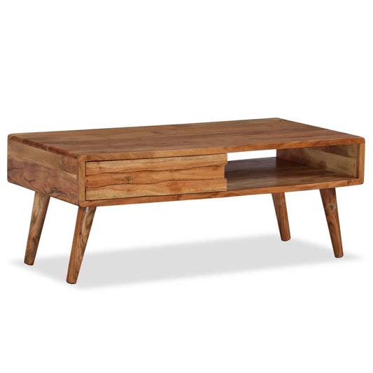 vidaXL Coffee Table Solid Wood with Carved Drawer 100x50x40 cm