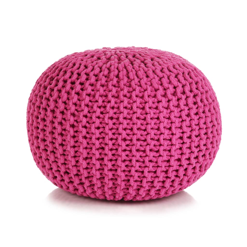 vidaXL Hand-Knitted Pouffe Cotton 50x35 cm Pink