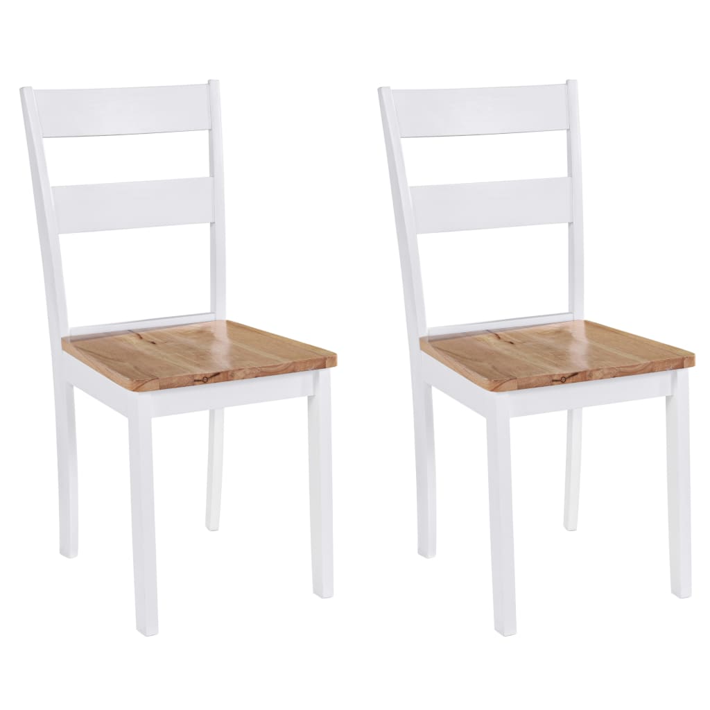 vidaXL Dining Chairs 2 pcs White Solid Rubber Wood