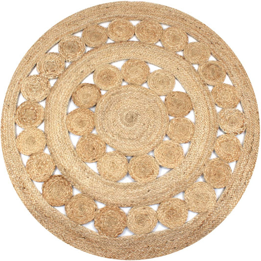 vidaXL Area Rug Braided Design Jute 150 cm Round