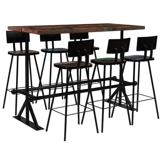 vidaXL Bar Set 7 Piece Solid Reclaimed Wood Multicolour