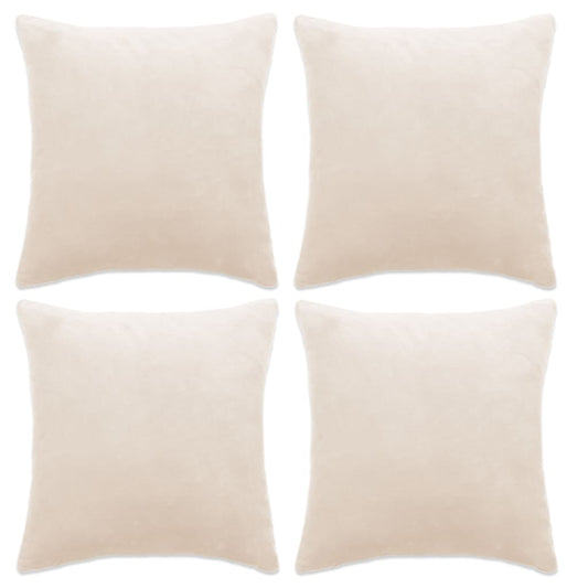 vidaXL Cushion Covers 4 pcs Velour 50x50 cm Off White