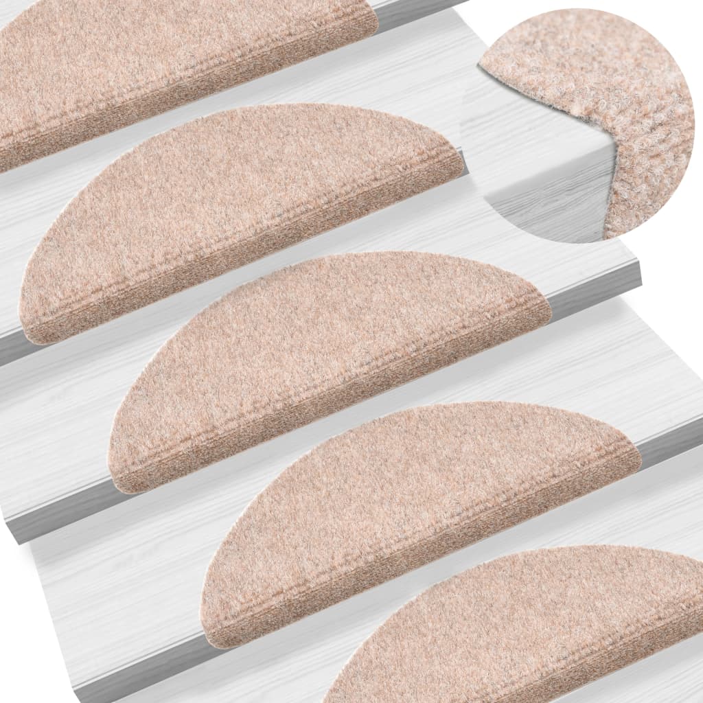 vidaXL 15 pcs Self-adhesive Stair Mats Needle Punch 56x17x3 cm Brown