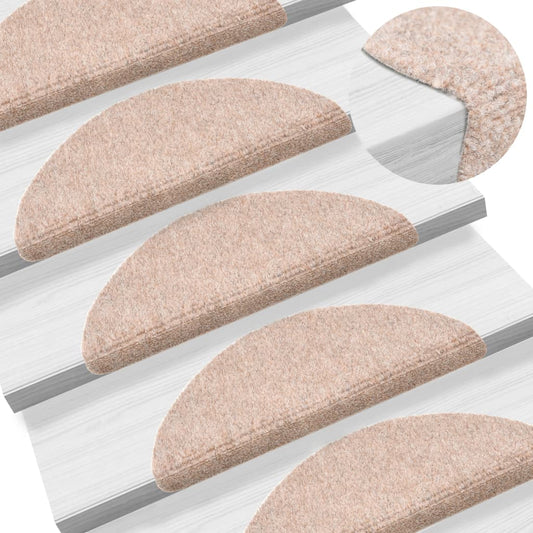 vidaXL 15 pcs Self-adhesive Stair Mats Needle Punch 56x17x3 cm Brown