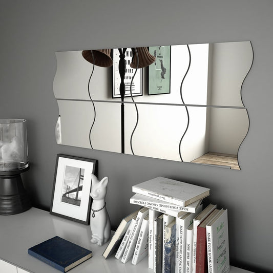 vidaXL Wall Mirrors 8 pcs 20x20 cm Wave Glass