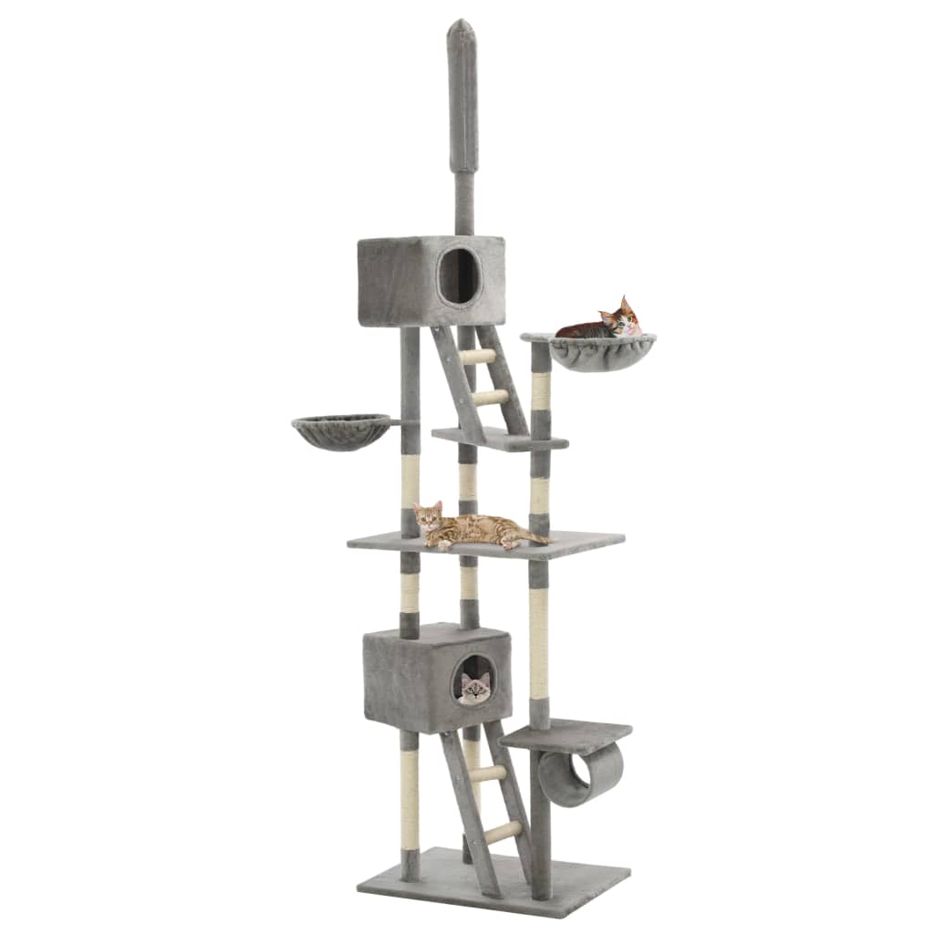 vidaXL Cat Tree with Sisal Scratching Posts 230-260 cm Grey